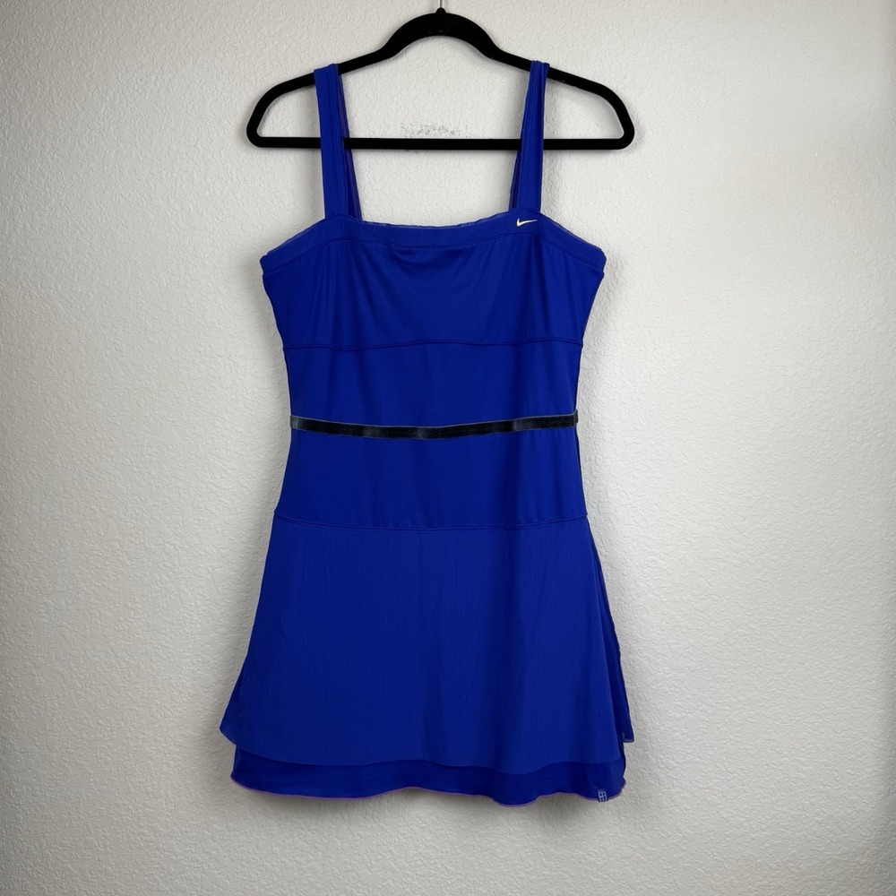 Nike Maria Sharapova 2008 Royal‎ Blue Velvet Trim Tennis Dress Sz L Preppy